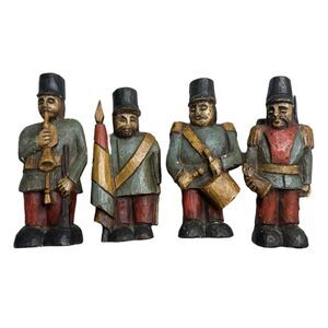 Vintage Wooden Spanish Soldier Polychrome Folk Art Set of 4